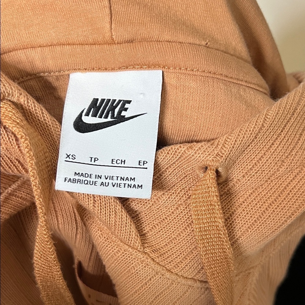 Nike Cotton Knit Hoodie Sweatshirt Size XS in Cognac Color - Picture 9 of 13